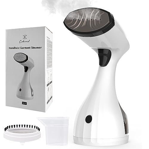 COKUNST Dampfglätter für Kleidung, Hand Steamer 1500W, 300ML, 23g/min Dampf, schnelles Aufheizen, Tragbarer Reise Dampfglätter mit Keramik Platte, 2 in 1-Stoff&Fussel Dampfbürste, Messbecher