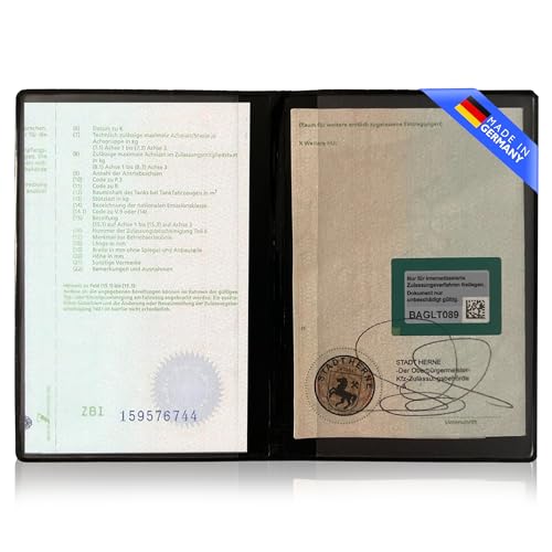 "KFZ Dokumentenhülle von GHADA – Stabiles 2-Fach PVC-Etui für Fahrzeugschein – Kartenhülle mit hoher Qualität – Deutsche Herstellung – Schwarz