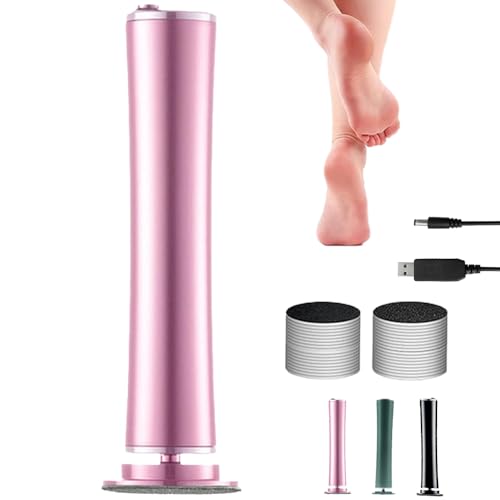 Elektrischer Hornhautentferner, 2025 Neu Hornhaut Entfernen Fuß Elektrisch, Einstellbare Geschwindigkeit Hornhautentferner Elektrisch Testsieger Mit 60 Ersatz Schleifkissen für Tote Harte (Pink)