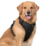 rabbitgoo No-Pull Hundegeschirr für große Hunde Welpengeschirr Einstellbar Weich Geschirr Sicher Kontrolle Brustgeschirr Gepolstert Dog Harness Schwarz XL