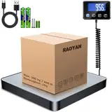 RAOYAN Paketwaage, 200kg/10g Hochpräzise Digitale Plattformwaage mit Halte/Tara Funktion, Postwaage mit Wandmontiertem LCD Display für Pakete/Lager/Gepäck