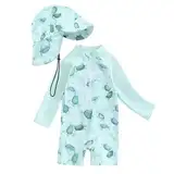 Generisch Badeanzug für Kleinkinder Baby Schwimmanzug Jungen UV-Schutz 50+ Mit Reißverschluss einfaches Anziehen Langarm Schnelltrocknender Badeanzug Für Schwimmkurs, Strand & Pool