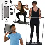 EVO Gym - Tragbares Krafttrainingsgerät für Zuhause, im Fitnessstudio zu Hause, 10 Widerstandsbänder, Boden hält Gym Bar & Griffe für Reisen | Tragbares Fitnessstudio & Heimtrainingsgerät | 145 kg