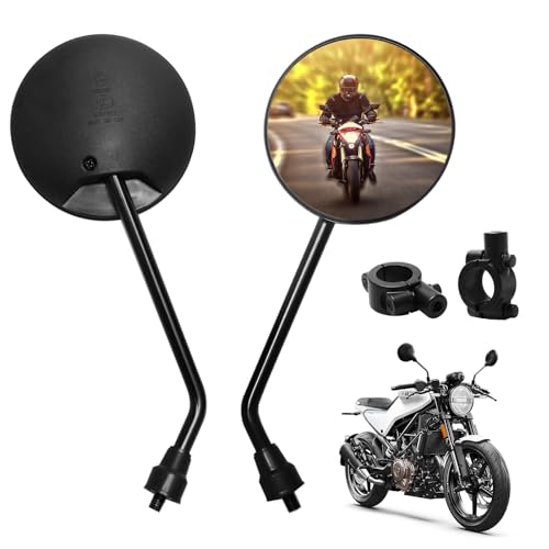 Motorrad Spiegel Set, Motorradspiegel mit Lenkerklemme, Motorrad Rückspiegel 360 Drehbarer, Roller Spiegel, Motorrad Spiegel M8 für Roller/ATV/Cruiser/Scooter/Moped/Quad Roller