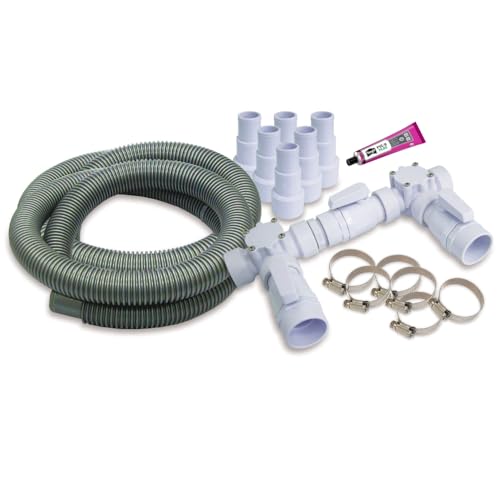 Sunik® Bypass Set Pool 32/38mm und 50mm Anschlüssen - Set für Poolheizung mit fertigen Pool Bypass - inklusive 3 Wege Ventil, Kugelventil und Poolschlauch - Anschlusset Wärmepumpe/Solarheizung