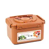 e-jen Probiotischer Gärbehälter für Kimchi, Sauerkraut mit Vakuuminnendeckel, Steingut-Braun, 5,2 l