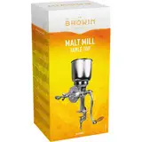 Browin 408500 Handschrotmühle 1 kg, Manuelle Getreidemühle mit hohem Trichter zum Mahlen von Malz zu Bier, Mehl zu Brot, Mais und Erbsen Silber