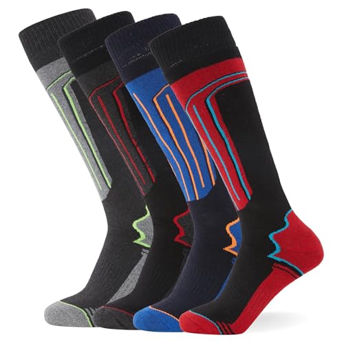 FM London Thermo-Skisocken für Männer und Frauen 4er-Pack - Ergonomische Passform für maximalen Komfort während der Aktivität, Mehrfarbig (Sortiert), 39-46 EU
