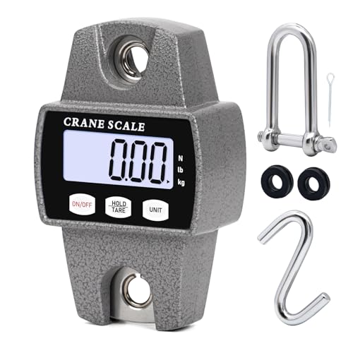 MUALROUS Hängende Waage 300KG Mini-Digital-Kranwaage elektronische Hakenwaage Gepäckwaage für Bauernhof Jagd Angeln Outdoor (grau)