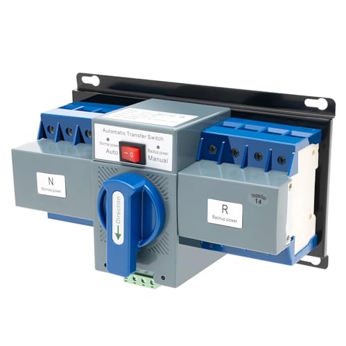 ATS Dual Power Automatic Transfer Switch Blue Grey 63A 4P Generator Switch 50HZ/60HZ Emergency Power Generator Geeignet für Haushalte, Bürogebäude und öffentliche Einrichtungen