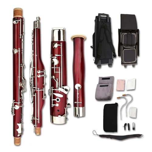 Yinfente Fagott Ahorn Holz Fagott C Schlüssel 26 Tasten Versilbert Holzblasinstrument mit Koffer Zubehör