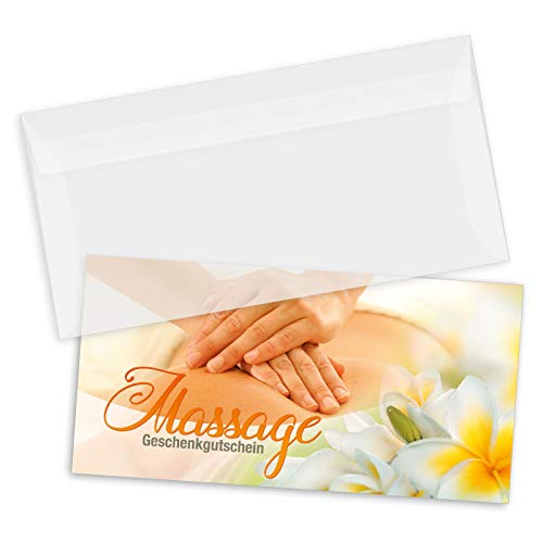 GESCHENKGUTSCHEINcom by POS-HAUER. Gutschein-Set. 10x Gutschein + Kuvert. Für Massagepraxis Massageinstitute Massagebehandlung, blanko zum selber Ausfüllen.
