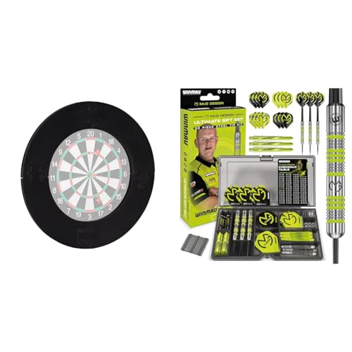 Relaxdays Dart Catchring R7 & Winmau MvG Dart Steeltip Geschenkset - 50-teiliges Dartset mit 4 Sätzen Dartschäften, 4 Sätzen Flüge und Zubehör