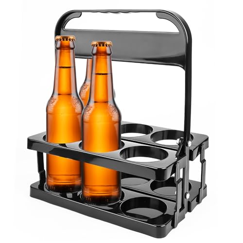 Encuryna Faltbarer Flaschenträger für 6 Flaschen, Getränkekorb Kunststoff, Sport Flasche Getränketräger, Getränkekorb Tragekorb, Wasserflaschenträger, Wiederverwendbar für Bierflaschen Weinflasche
