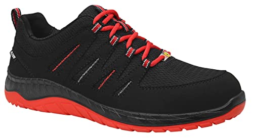 ELTEN Sicherheitsschuhe MADDOX black-red Low ESD S3, Damen und Herren, Textil, Stahlkappe, leicht, sportlich, Schwarz/Rot, Größe: 42