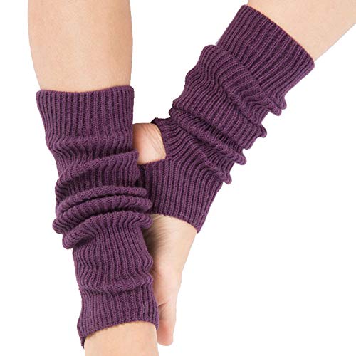 Ecroon Damen Mädchen Ballettstulpen mit Fersenloch Beinwärmer Ballett Yoga Stulpen Legwarmer Beinstulpen ca. Stützstrümpfe (One size, A-Purple)