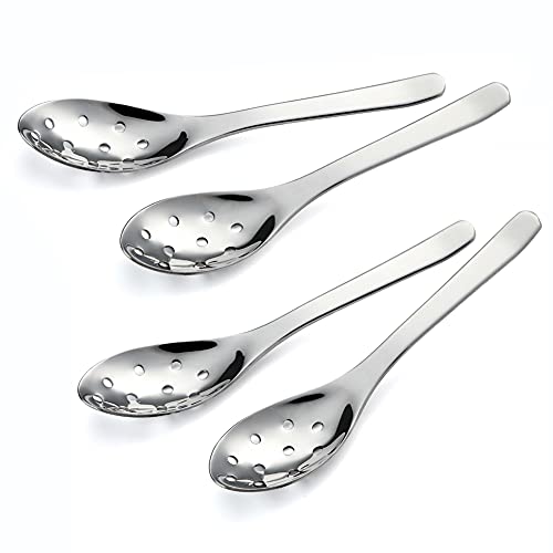 4 Stück Edelstahl geschlitzter Servierlöffel, Kaviar Löffel für Suppe, Servierlöffel Kleiner geschlitzter Löffel Salatlöffel Abendessen Utensilien für Home Kitchen Restaurant Buffet