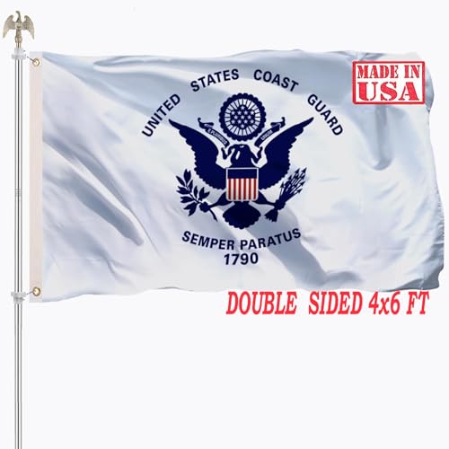 US-Küstenwachen-Flagge, 10,2 x 15,2 cm, doppelseitig, lebendige Farben, Militärflagge, strapazierfähiges Polyester mit 2 Messingösen