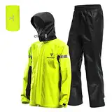 Lixada Herren Motorrad Regenanzug Outdoor Reflektierende Wasserdichte Regenjacke und Hose Regenbekleidung für Fahrradfahren Radfahren Camping Wandern