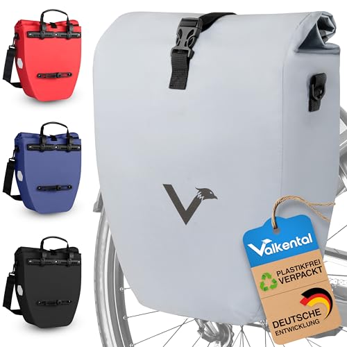 Valkental - Große & wasserdichte Gepäckträgertasche - 20L Füllvolumen - Fahrradtasche für Gepäckträger mit Reflektoren (Reflective, 20L)