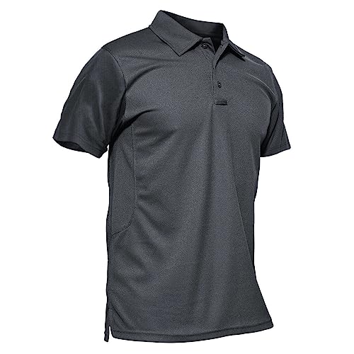 KEFITEVD Army Poloshirt Herren Sommer Leicht Airsoft Paintball Oberteil US Army Uniform Jagd Tshirt Kurzarm Wandershirt Outdoor Sport Polo Shirts Männer Dunkelgrau 3XL