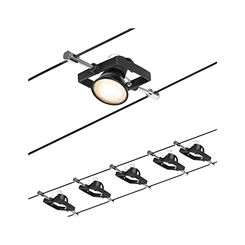 Paulmann 94434 CorDuo Seilsytem Set Mac II DC max. 5x10 Watt erweiterbar Chrom matt Drahtseil Kunststoff GU5,3 Drahtseilsystem ohne Leuchtmittel