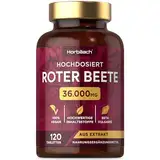 Rote Beete Tabletten Hochdosiert 36.000mg | 120 Vegane Stück | Beete Superfood | Beetroot Extrakt | Horbaach