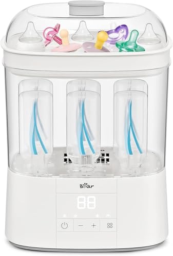 Bear Sterilisator für Babyflaschen mit Trocknungsfunktion, 4-in-1 Auto-Flaschen Sterilisator Baby mit 48H Storge-Funktion, Sterilisator für Babyartikel, Babyflaschen & Milchpumpen-Zubehör