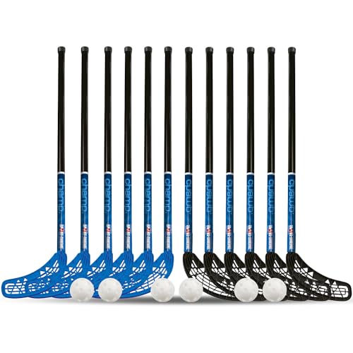 Sport-Thieme Floorballschläger-Set Champ | Komplettset für Schulen und Vereine | 95 cm Schaftlänge | Universalkelle für Links- und Rechtsschuss | Glasfibereinlage | Von 176 bis 185 cm Körpergröße