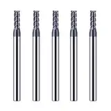 CREEYA 5 Stücke Hartmetall Schaftfräser 3mm, 4 Zähne/4 Schneiden CNC Fräser, HRC 55, AlTiN Schwarz Beschichtung, VHM Fräser CNC 3mm Für Stahl Metall Holz Acryl Kunststoff(3mm)