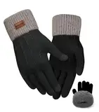 FORVEVO Handschuhe Damen Winter mit Fleecefutter,Touchscreen Warme Weich Strickhandschuhe,Thermo Winterhandschuhe Frauen für Outdoor Laufen Skifahren Radfahren（Schwarz）