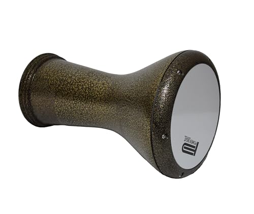 Metal Drum Darbuka Doumbek 17/17,5 Zoll mit kostenlosem PowerBeat Head Skin (Gold & White PowerBeat)