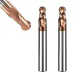 ASNOMY 2 Stück VHM Radiusfräser Kugelkopffräser - Ø 6mm, AlTiN Beschichtung HRC 55, Hartmetall-Kugelkopffräser, 2 Zähne CNC-Gravierfräser für Metall