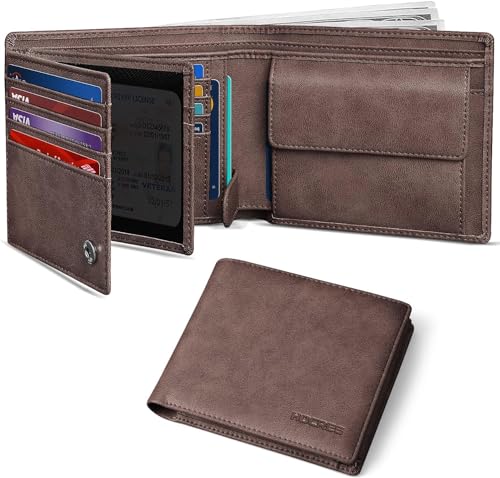 HOCRES Geldbörsen für Männer Muti-Functional RFID Blocking Leather Slim Wallet mit 15 Kreditkarteninhabern, 2 Banknotenfächern und 2 ID-Fenster Minimalist Wallets Männer mit Geschenkbox