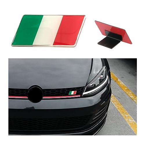 Ziciner 3D Italienische Flagge Emblem Abzeichen mit L-förmiger Montagehalterung, Auto Front Fender Badge Sign Emblem, Auto Front Grill Stoßstange Dekoration, Kompatibel mit europäischen Fahrzeugen