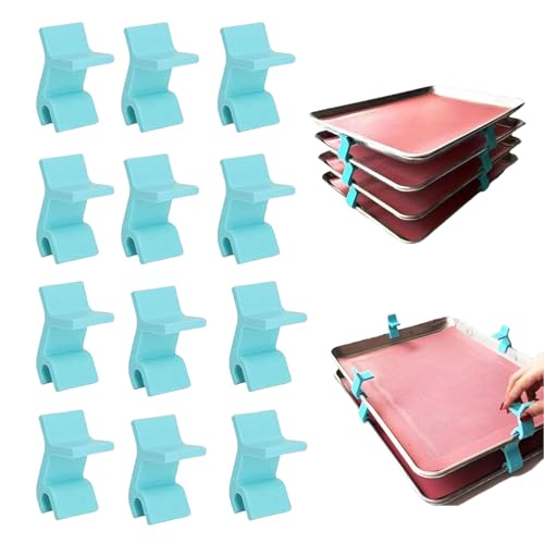 Yeomju 12 Stück Backblech Stapler, Pack von 12, Backblechhalter, Küchenwaren, Backblech-Stapler für Gefrierschrank Teller, Küche, Picknick, BBQ,Plätzchen Backblech