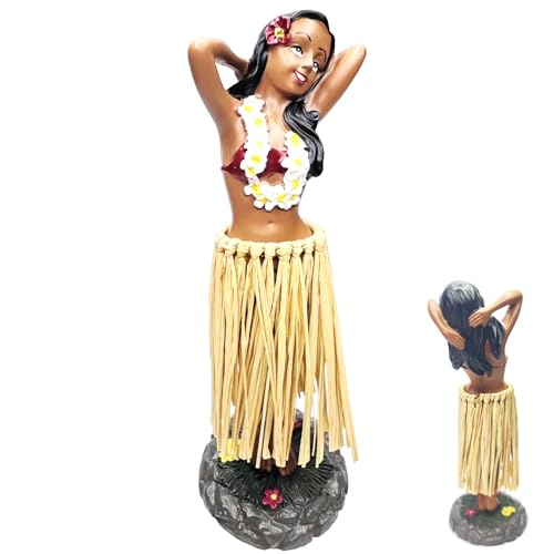 Tceapoo Wackelfigur Auto, Hawaiianische Tänzerin Auto Mini Hawaiian Dashboard Doll Wackelkopf Figur Auto Hawaii Hula Girl Posing Autodeko, Hawaiianische Tänzerin Dekoration für Auto,Schreibtisch,Büro
