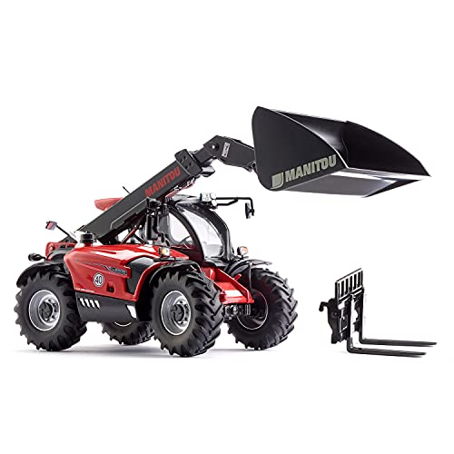 WIKING 077850 Manitou Teleskoplader MLT 635, Modellfahrzeug, 1:32, Metall/Kunststoff, Ab 14 Jahre, Ladearm mit realistischen Bewegungen, Frontladerwechselsystem, Inkl. Schaufel und Palettengabel