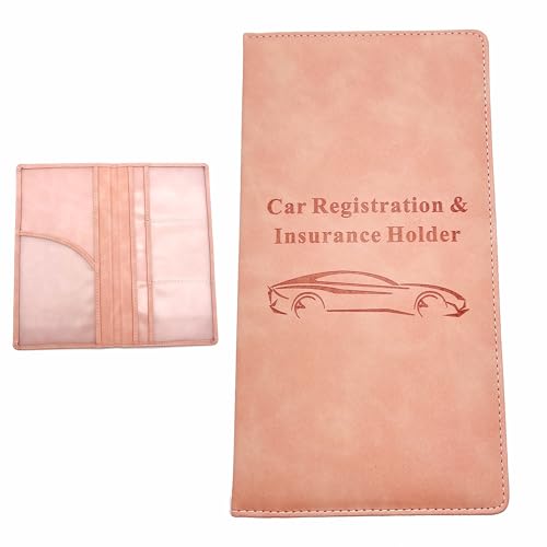 OHYER Schutzhülle für Handschuhfach führerschein hülle fahrzeugschein hülle Leder Autozulassung PU Leder Fahrzeug Handschuhfach Organizer Auto dokumentenhalter Manuelle Tasche Auto-Ordner (Rosa)