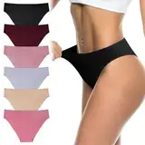 flintronic Unterhosen Damen, 6er Pack Weich Atmungsaktiv Damen Slips, Stretch Hohe Taille Slips, Bequeme Frauen Unterwäsche, Mehrpack, 6 Farben, M