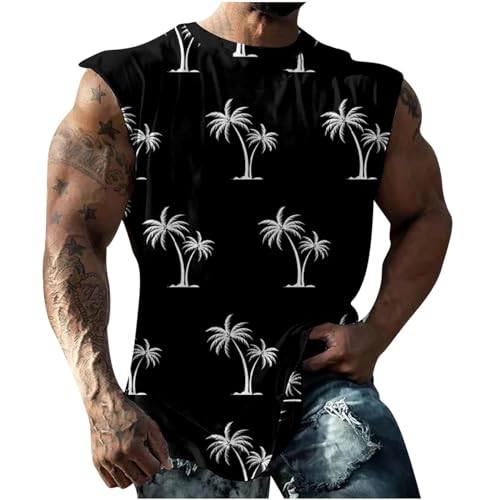 Herren Tank Top, Shirt Herren Mit Druck, Sleeveless Muskelshirt Unterhemd FüR Training Gym Fitness & Bodybuilding Leicht Rundhals Funktionsshirt Locker Freizeit Tops