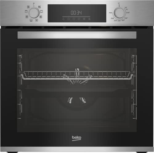 Beko BBSM12340X Einbau-Backofen-Set, zwei autarke Geräte: Induktionskochfeld mit 4 Kochzonen, Backofen mit 8 Heizarten, 72 l Garraum-Volumen, Kindersicherung, Sensortasten, Schwarz/Edelstahl