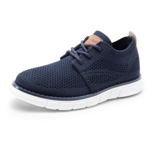 Bruno Marc Schnürhalbschuhe Jungen Anzugschuhe Atmungsaktiv Gestrickter Stoff Oxford Hochzeit Party Schuhe Familie versammlung Anzug Formale,Size 32,Marine,SBOX2503K