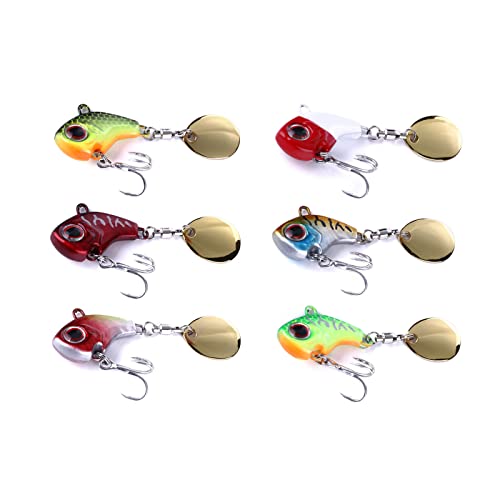 TUXIBIN 6 Stück Angelköder, Kunstköder, Jig Spinner Set, Spinnköder, Künstlicher Köder, Spinnerbait, Angelhaken für Barsch, Forelle, Hecht, Zander, Wels, Döbel 6-2