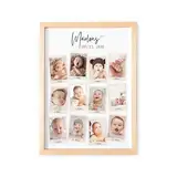 DEL MÀ Unique & Personal Mein erstes Jahr Bilderrahmen 12 Monate Baby personalisiertes Bild Geschenk 1. Geburtstag Mädchen Junge Meilenstein Erinnerung (mit oder ohne Rahmen)