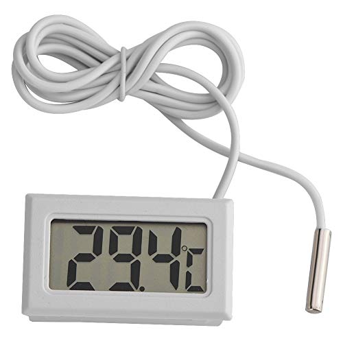 MAGT Mini Digital LCD Thermometer, Digitale Temperatur Monitor mit Externem Wasserdichter Sondensensor für Aquarium Kühlraum Fishtank (Farbe: Weiß)