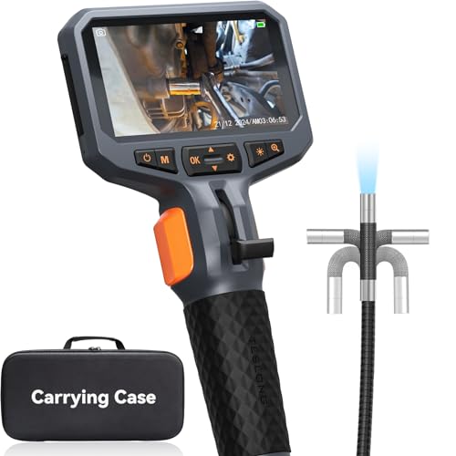 Teslong 1080P Endoskopkamera mit Licht, 4,5 Zoll LCD-Bildschirm Endoskopkamera Beweglicher Kopf, 8,5mm Drehbar Endoskopkamera, Endoskop Kamera, Inspektionskamera Rohrkamera Kanalkamera (1,55 Meter)
