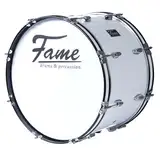 Fame Marching Bass Drum 20"x12", Weiß, 7-Lagen Lindenholz Kessel, Inklusive Tragegurt & Beater, Schaumstoff-Dämpfringe, Prägnanter Klang, Ideal für Einsteiger in Marschierende Percussion