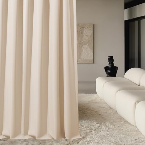 ROOM99 Vorhang mit Silberen Ösen Aura 140 x 240 cm Breite x Höhe Schiebegardinen Deko Modern Curtain Gardine Wohnzimmer Schlafzimmer Creme, 1 Stück