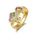 Clataly Regenbogen Einhorn Ring mit Strass Einstellbare Öffnung Cartoon Einhorn Mädchen Ring (Gold)